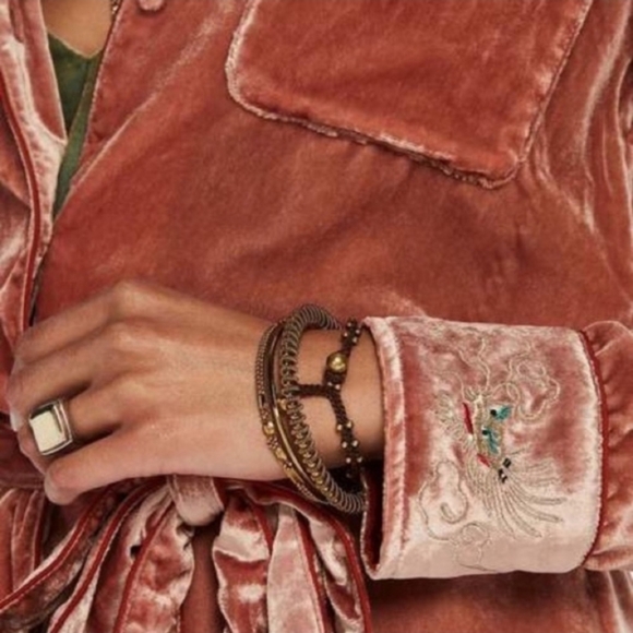 Scotch & Soda Soft Salmon Pink Velvet Belted Jacket Sleep Top Anthropolgie M - Picture 4 of 9